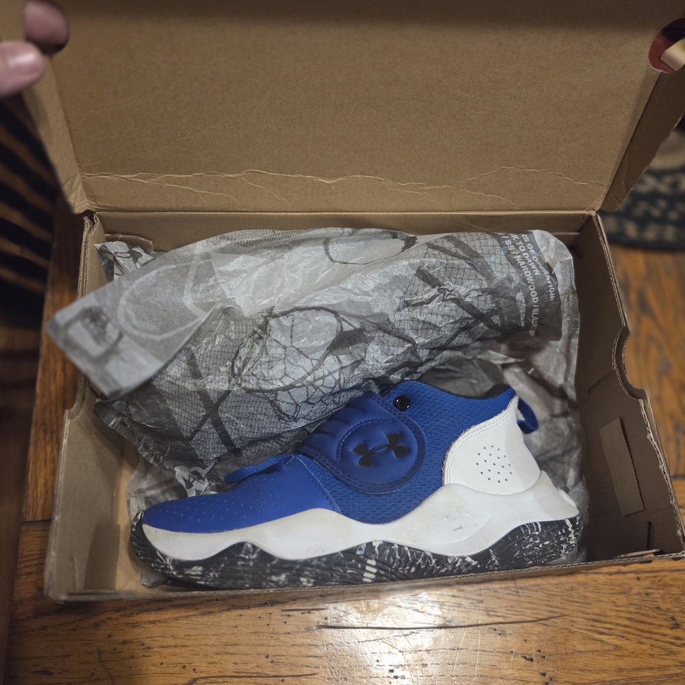 Under Armour Kids Blue and White Sneakers